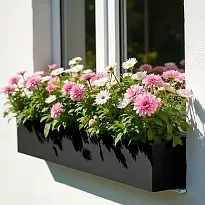 IDEALIST Lite Window Flower Box Garden Planter, Black Light Concrete O...