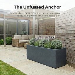 Set of 2 IDEALIST Lite Trough Garden Planters, Light Concrete Outdoor Large Plant Pots