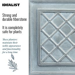 IDEALIST Lite Faux Lead Lattice Planter Light Concrete Square Box