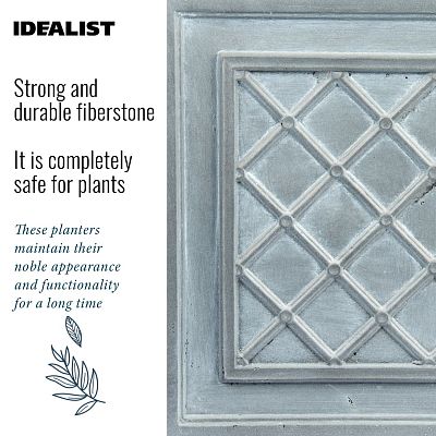 IDEALIST Lite Faux Lead Lattice Planter Light Concrete Square Box
