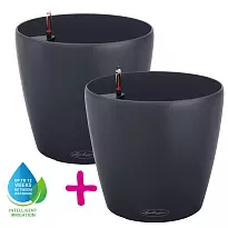 Set of two LECHUZA CLASSICO Color 18 Slate Poly Resin Self Watering Pl...