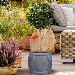 IDEALIST Lite Vertical Ribbed Vintage Style Barrel Round Planter