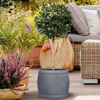 IDEALIST Lite Vertical Ribbed Vintage Style Barrel Round Planter