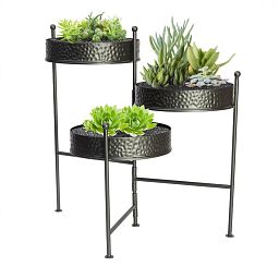Contemporary Hammered Trays Folding 3-Tier