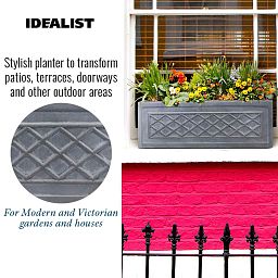 IDEALIST Lite Window Box Faux Lead Lattice Grey Light Stone Planter
