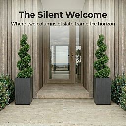 IDEALIST Lite Tall Square Contemporary Light Concrete Planter Set