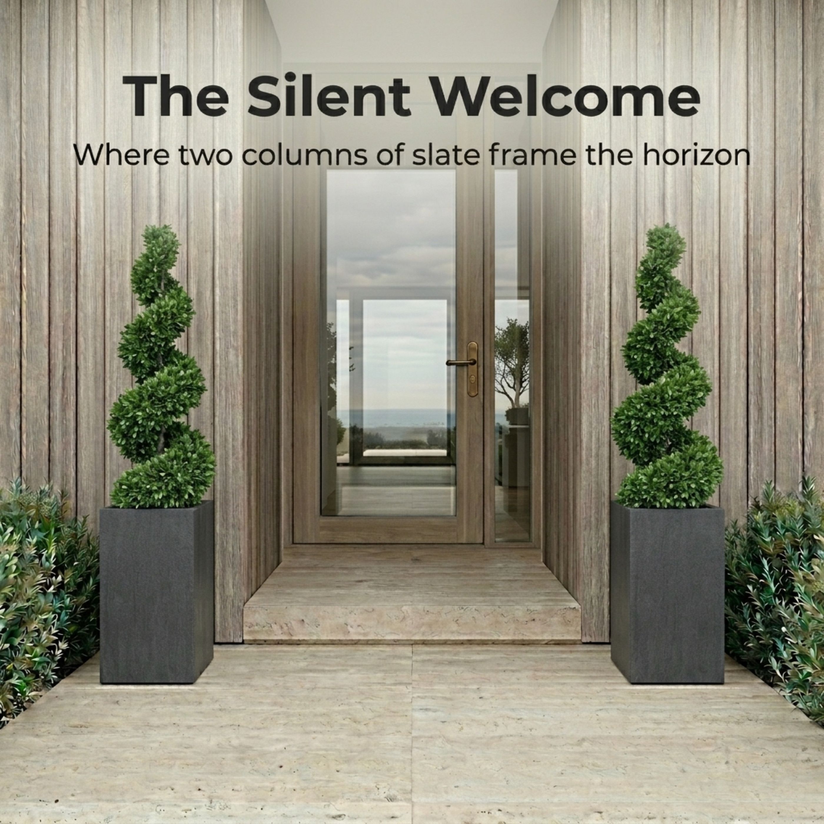 IDEALIST Lite Tall Square Contemporary Light Concrete Planter Set