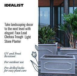 IDEALIST Lite Faux Lead Chelsea Light Concrete Through Planter