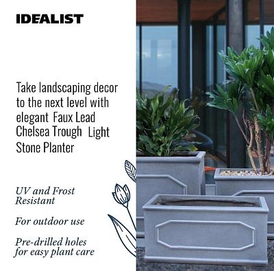 IDEALIST Lite Faux Lead Chelsea Light Concrete Through Planter