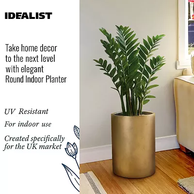 IDEALIST Lite Tall Round Metallic Indoor Planter