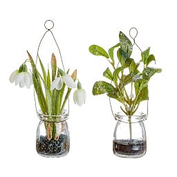 Christmas Tree Hanging Decoration Snowdrop Mistletoe in Glass Pot