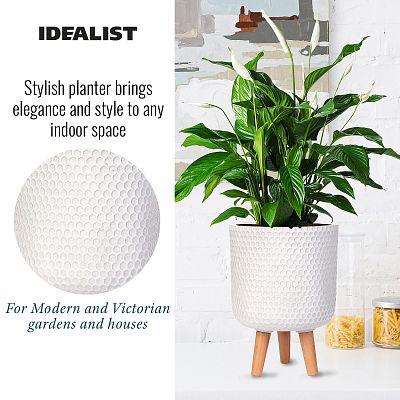 IDEALIST Lite Honeycomb Style Cylinder Planter on Legs, Round Pot Plant Stand Indoor