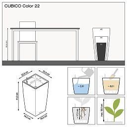 LECHUZA CUBICO Color Square Tall Poly Resin Self-watering Planter