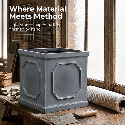 IDEALIST Lite Faux Lead Chelsea Box Square Light Concrete Planter