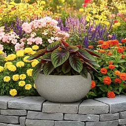 IDEALIST Lite Textured Concrete Effect Bowl Outdoor Planter