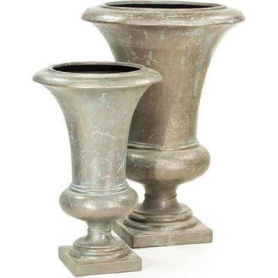 Amphora Vase Verdrigris-bronze Round Tall Polystone Outdoor Planter