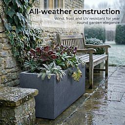 IDEALIST Lite Contemporary Light Concrete High Trough Planter Set