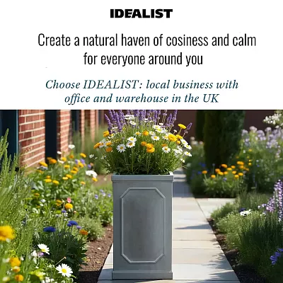 IDEALIST Lite Faux Lead Chelsea Light Concrete Tall Square Planter