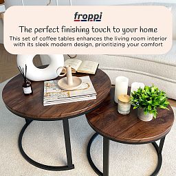 Froppi Round Coffee Tables for Living Room: Set of 2 Nesting Coffee Tables, MDF