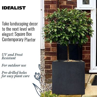IDEALIST Lite Square Box Contemporary Light Concrete Planter