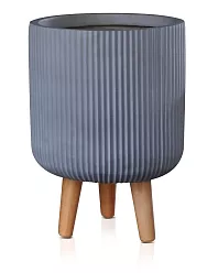 IDEALIST Lite Ribbed Cylinder Planter on Legs, Round Pot Plant Stand Indoor