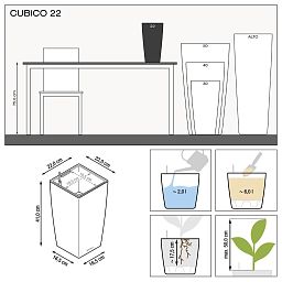 LECHUZA CUBICO Square Tall Poly Resin Self-watering Planter
