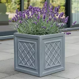 IDEALIST Lite Faux Lead Lattice Planter Light Concrete Square Box