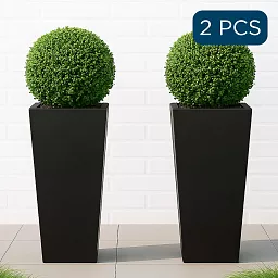 Set of IDEALIST Lite Light Concrete Garden Tall Planters, Outdoor Plant Pots with Tapered Shape