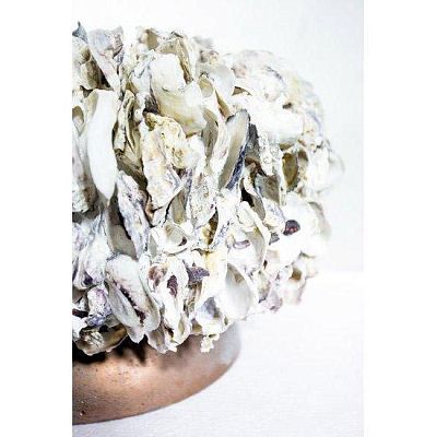 OYSTER SHELL Round Fiberglass Planter