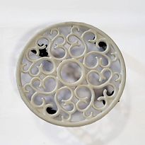 Heavy Weight Cast Iron Scroll Plant Caddy on Wheels, White, D30 cm