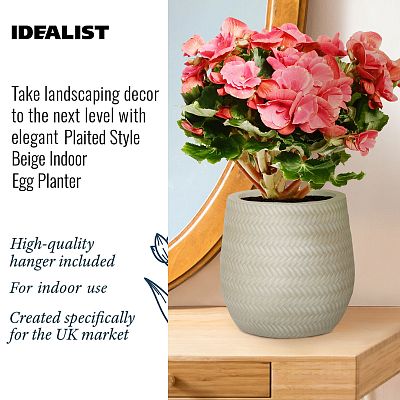 IDEALIST Lite Plaited Style Table and Hanging Plant Pot Dual Use Indoor Egg Planter