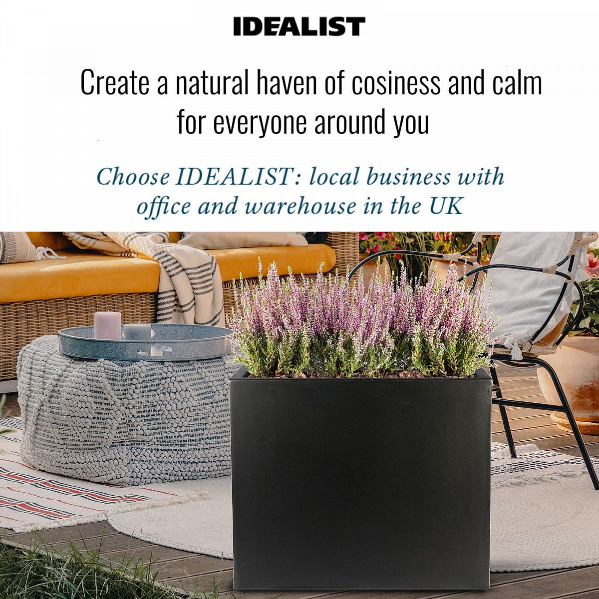 IDEALIST Lite Contemporary Light Concrete Trough Planter