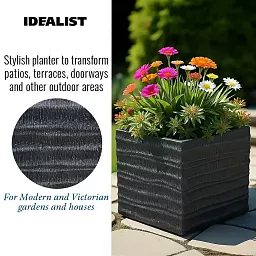 IDEALIST Lite Straw Ribbed Square Outdoor Planter