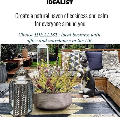 IDEALIST Lite Large Ribbed Light Concrete Bowl Planter