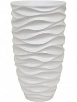 Luxe Lite Glossy Sea Tall White Large D33 H60 cm Indoor Planter, 51L