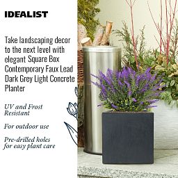 IDEALIST Lite Square Box Contemporary Light Concrete Planter