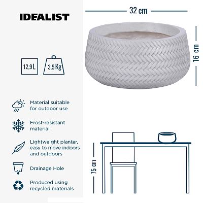 IDEALIST Lite Plaited Style Bowl Outdoor Planter