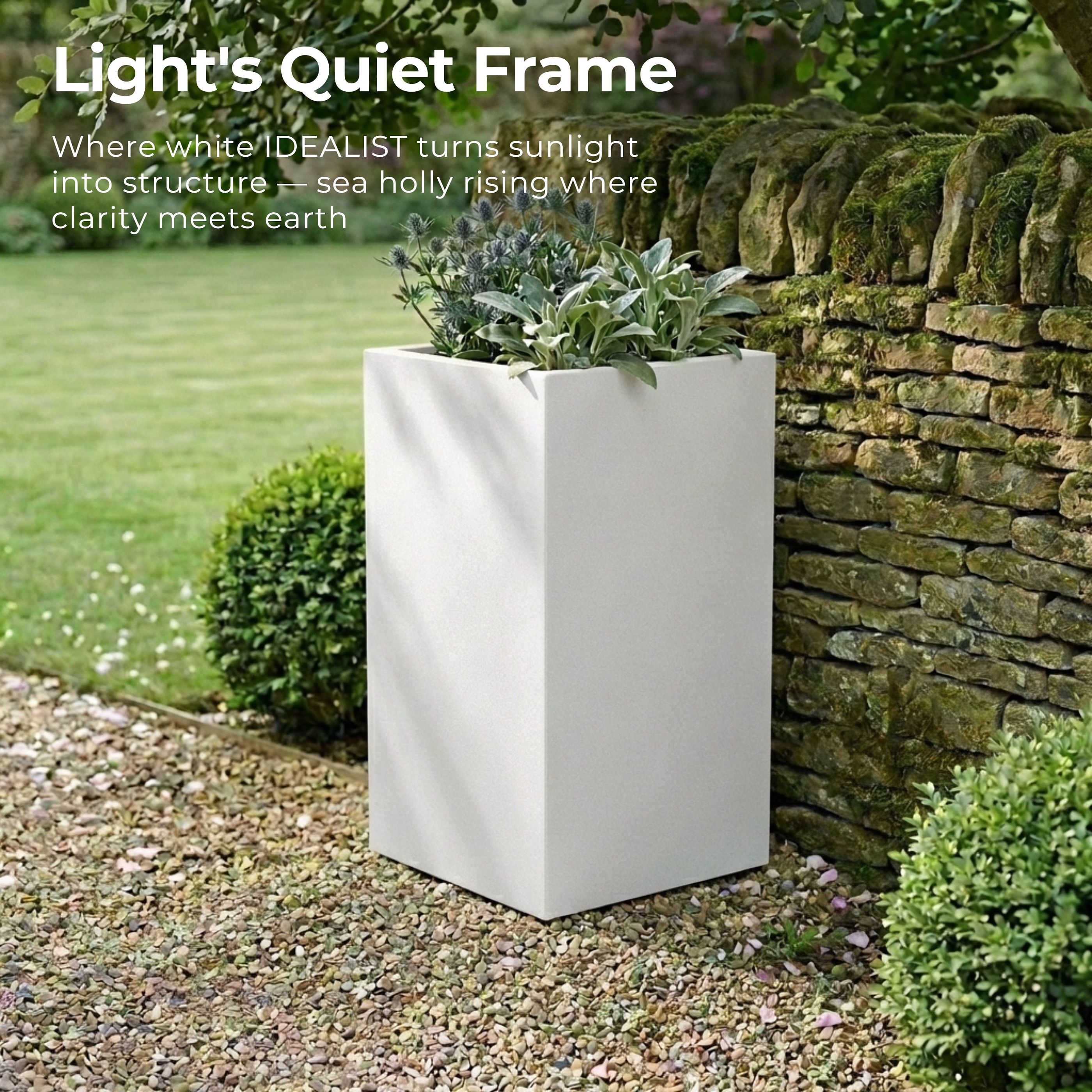 IDEALIST Lite Tall Square Contemporary Light Concrete Planter