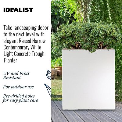 IDEALIST Lite Narrow Contemporary Light Concrete Trough Planter