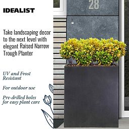 IDEALIST Lite Narrow Contemporary Light Concrete Trough Planter