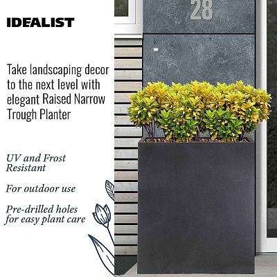 IDEALIST Lite Narrow Contemporary Light Concrete Trough Planter