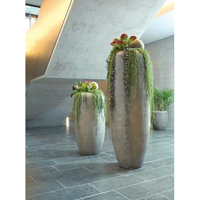 Cigar Round Tall Polystone Outdoor Planter
