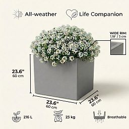 IDEALIST Lite Square Box Contemporary Light Concrete Planter