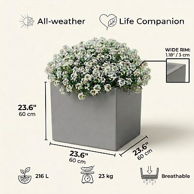 IDEALIST Lite Square Box Contemporary Light Concrete Planter