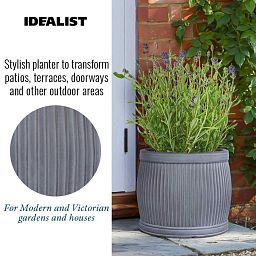 IDEALIST Lite Vertical Ribbed Vintage Style Barrel Round Planter