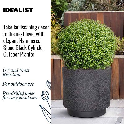 IDEALIST Lite Hammered Stone Cylinder Outdoor Planter