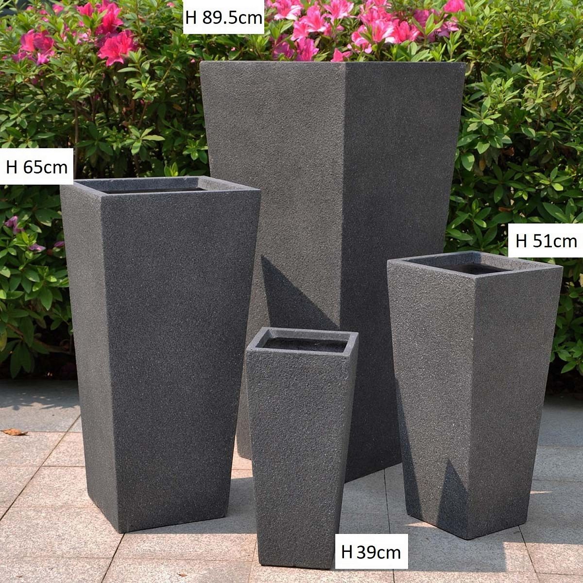Textured Concrete Effect Tall Tapered Outdoor Planter by Idealist Lite