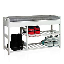 Froppi Bamboo Shoe Storage Bench 2-Tier Wooden Shoe Shelf and Rack with Seat and Storage Box