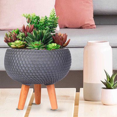 IDEALIST Lite Honeycomb Style Bowl Planter on Legs, Round Pot Plant Stand Indoor