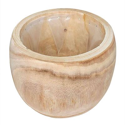 HORTICO ECO Wooden House Planter Round Indoor Plant Pot for House Plants with Waterproof Liner